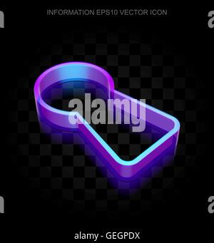 Daten-Symbol: 3d Neon leuchtende Schlüsselloch aus Glas, EPS 10 Vektor. Stock Vektor