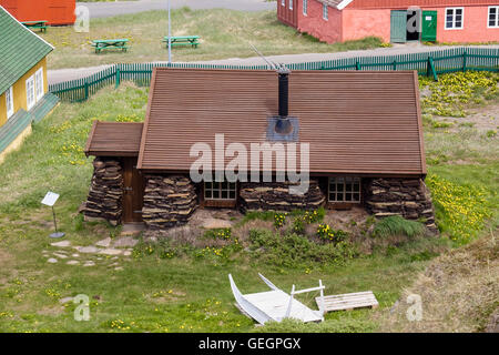 Im frühen 20. Jahrhundert Grönländisch Torfhaus im Museum von oben gesehen rekonstruiert. Sisimiut Qeqqata Westgrönland Stockfoto