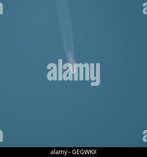 Die Sojus MS-01-Rakete startet mit den Besatzungsmitgliedern der Expedition 48 vom Kosmodrom Baikonur in Kasachstan, um sich auf ihre Mission zur Internationalen Raumstation vorzubereiten. Stockfoto