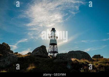 Penninis Leuchtturm Halo aus Sonne, St Mary's, Scilly-Inseln Stockfoto