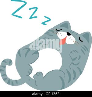 glückliche dicke graue Katze schläft Vektor Stock Vektor