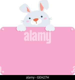 Niedliche Kaninchen halten leere Kammer-Vektor-illustration Stock Vektor