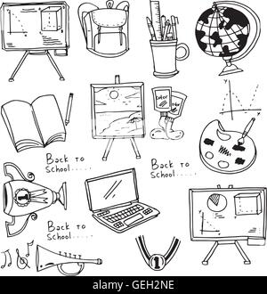 Niedliche Element Schule Kritzeleien Stock Vektor