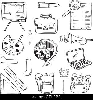 Doodle von Schulmaterial Bildung Stock Vektor