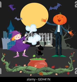 niedliche happy Halloween Hintergrund Vektor-illustration Stock Vektor