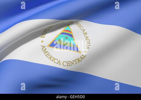 3D Rendering der Republik Nicaragua Flagge winken Stockfoto