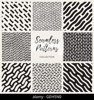 Vektor nahtlose handgezeichnete Linien-Muster-Kollektion Stock Vektor