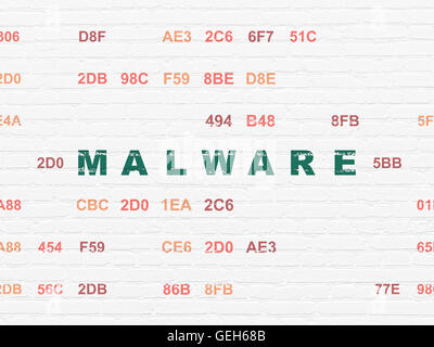 Schutzkonzept: Malware auf Wand Hintergrund Stockfoto