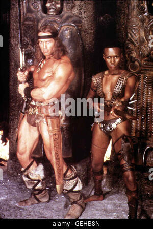 Arnold Schwarzenegger, Grace Jones *** lokalen Caption *** 1984, Conan der Zerstörer, Conan Der Zerstörer Stockfoto