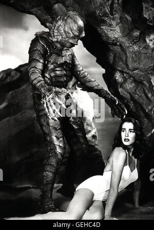 Ben Chapman, Julie Adams sterben sage (Ben Chapman) Entfuehrt sterben Bezaubernde Kay Lawrence (Julie Adams), sterben als Einzige Frau Im Forscherteam Mitarbeitet. Lokalen Caption *** 1954, Geschöpf von der schwarzen Lagune, Der Schrecken Vom Amazonas Stockfoto