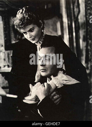 Ingrid Bergman, Charles Boyer Nach Ihrer Hochzeitsreise Ziehen Paula (Ingrid Bergman) Und Gregory Anton (Charles Boyer) in Das Haus von Paulas Beruehmter Tante, sterben Auf Mysterioese Weise Ums Leben Kam. Lokalen Caption *** 1944 - Gaslight, 1940er Jahre, Film, Stockfoto