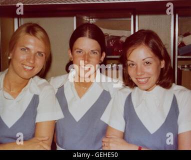 Vintage Pan American Flight Attendant Airline Crew, 1974, USA Stockfoto