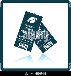 US-amerikanischer American-Football-Tickets-Symbol. Schatten-Reflexion-Design. Vektor-Illustration. Stock Vektor