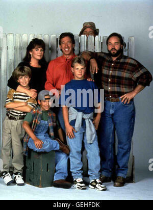 Taran Noah Smith, Patricia Richardson, Jonathan Taylor Thomas, Tim Allen, Zachery Ty Bryan, Earl Hindman, Richard Karn *** lokalen Caption *** 1991, 1990er, 1990er Jahre, jungen, Familie, Home Improvement - Jahr 1, dezente, Kinder, Kinder, Familie, Hör' Mal, Wer Da Hämmert Stockfoto