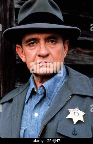 Johnny Cash Als Wallace in Höhle Bezirk des Sheriff Potts (Johnny Cash) Übergreift, Wird er Gefangen Genommen. Lokalen Caption *** 1983, Mord im Coweta County, Mord Im Falschen Bezirk Stockfoto