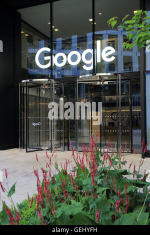 Der Eingang zu Googles neue Europazentrale in London Kings Cross, in England, UK Stockfoto