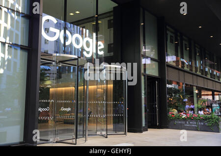 Der Eingang zu Googles neue Europazentrale in London Kings Cross, in England, UK Stockfoto