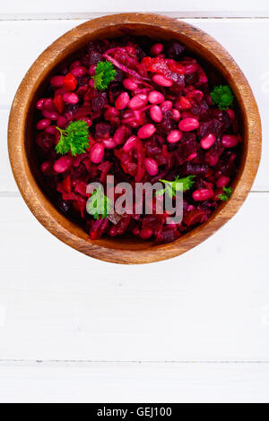 Vinaigrette mit Bohnen auf Whiteboards Stockfoto