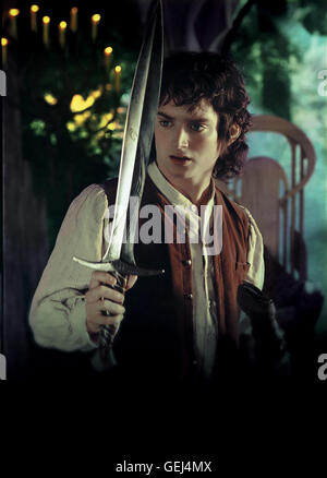 Elijah Wood Frodo Beutlin (Elijah Wood) *** lokalen Caption *** 2001, 2001, Film, Lord Of The Rings - The Fellowship Of The Ring, The, Fantasie, Der Herr Der Ringe - Die Gefaehrten Stockfoto