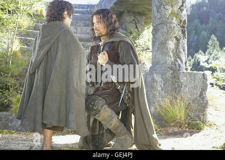 Elijah Wood, Viggo Mortensen *** lokalen Caption *** 2002, Herr der Ringe: die zwei Türme, Der Herr Der Ringe - sterben Zwei Tuerme Stockfoto