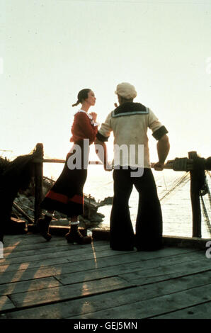 Shelley Duvall, Robin Williams Olivia (Shelley Duvall) Himmelt Seemann Popeye (Robin Williams) Jg. *** lokalen Caption *** 1980, Popeye, Popeye - Der Seemann Mit Dem Zeitzeugin Schlag Stockfoto