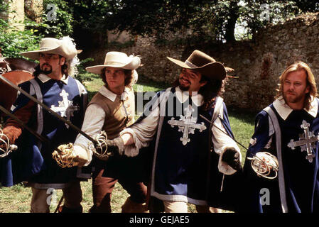 Charlie Sheen, Kiefer Sutherland, Oliver Platt, Chris O'Donnell *** lokalen Caption *** 1974, drei Musketiere, Die Drei Musketiere Stockfoto