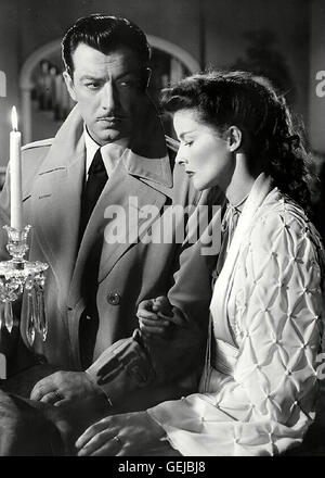 Robert Taylor, Katharine Hepburn Kurz Nachdem Sich Die Beiden Kennengelernt Haben, Heiratet der Wohlhabende Alan Garroway (Robert Taylor) sterben Bezaubernde Ann Hamilton (Katharine Hepburn).   Lokalen Caption *** 1946, Unterton, Der Unbekannte Geliebte Stockfoto