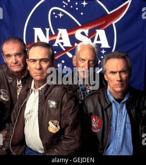 James Garner, Tommy Lee Jones, Donald Sutherland, Clint Eastwood Tank Sullivan (James Garner), Hawk Hawkins (Tommy Lee Jones), Jerry O'Neill (Donald Sutherland), Frank Corvin (Clint Eastwood) *** lokalen Caption *** 2000, Space Cowboys, Space Cowboys Stockfoto