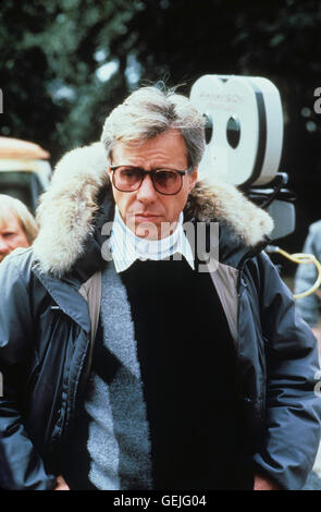 Peter Bogdanovich bin Filmset, ca. 1988, 1980er, 1980er Jahre, amerikanisch, Filmkamera, Regisseur, Kamera, Regie, Peter Bogdanovich Stockfoto