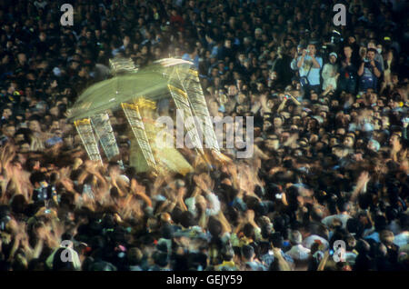 Wallfahrt, Pilgerfahrt, in El Rocío, Blanca Paloma virgin Prozession, Almonte, Provinz Huelva, Spanien Stockfoto