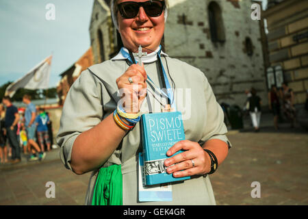 Krakau, Polen. 24. Juli 2016. Pilger aus der ganzen Welt kamen nach Krakau, World Youth Day 2016 zu feiern. © Beata Zawrzel/Alamy Live-Nachrichten Stockfoto