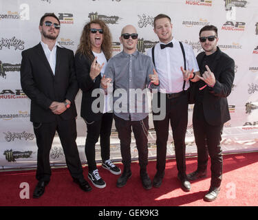 Columbus, OH, USA. April 2015. 18. Juli 2016 - Columbus, Ohio - Levi Benton.B.J. Stead, Ryan Neff, Justin Aufdemkampe und Jerod Boyd von der Band Miss May I nehmen an den Alternative Press Music Awards 2016 im Jerome Schottenstein Center teil. Foto: Jason L Nelson/AdMedia © Jason L Nelson/AdMedia/Alamy Live News Stockfoto