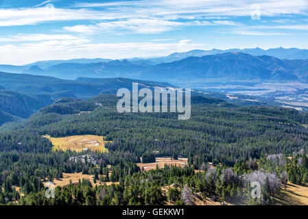 Blick auf Wald und Absaroka Mountain Range von Clay Butte in der Nähe von Yellowstone-Nationalpark Stockfoto