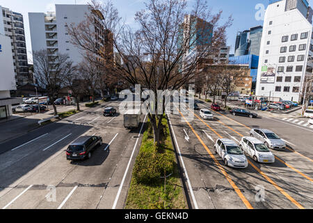 Breite Straße, Stadt Nagoya, Präfektur Aichi, Japan. Stockfoto