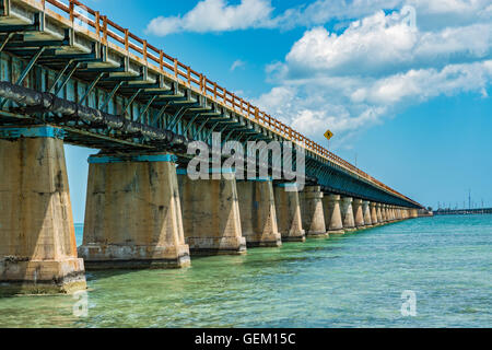 Florida, Pigeon Key Altstadt, alte Seven Mile Bridge Stockfoto