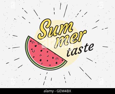 Sommer leckere Wassermelone Vintage Symbol im Hipster-Stil Stock Vektor