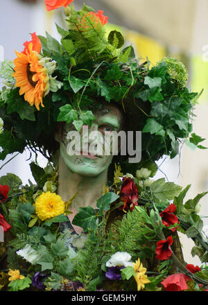 Grüner Mann Greenman grün Mann Festival Pilton Street North Devon Stockfoto