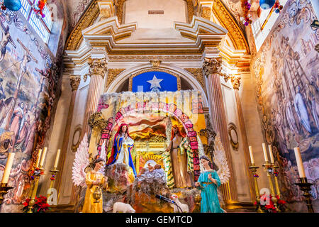 Weihnachten Krippe Fresken Heiligtum Jesus Atotonilco Mexikos. Erbaut in den 1700er Jahren bekannt als der Sixtinischen Kapelle von Mexiko mit Fr Stockfoto