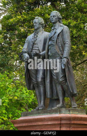 Goethe und Schiller Statue, Golden Gate Park, San Francisco, Kalifornien Stockfoto