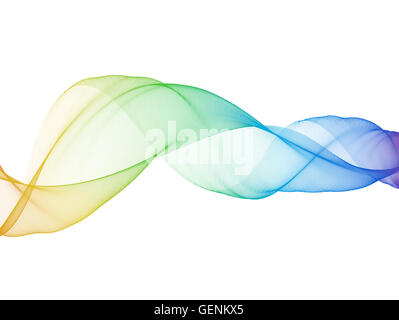Regenbogen abstrakte wellig helle Seide Rauch Abbildung auf weißem Hintergrund Stockfoto