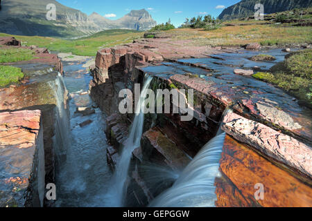 Geographie / Reisen, USA, Montana, Triple fällt, Reynolds Creek, Logan Pass, Gletscher-Nationalpark Stockfoto