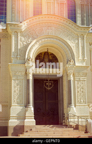St. Nikolaus-Marine-Kathedrale. In der Mitte ist eine militärische-Marine-Kathedrale, Mittel für den Bau, die Kronstadt-Russland Stockfoto