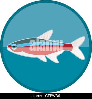 Neon-Fisch-Symbol Stock Vektor