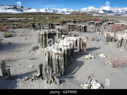 Geographie / Reisen, USA, California, Sand Tuffstein, Marine Beach, Mono Lake, östliche Sierra Stockfoto