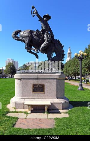 Geographie / Reisen, USA, Colorado, Bronco Buster Statue (Cowboy), Civic Center Park, Denver, Stockfoto