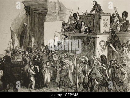 Februar Revolution Frankreich 1848. Ausrufung der Republik 24 Februar. Stockfoto