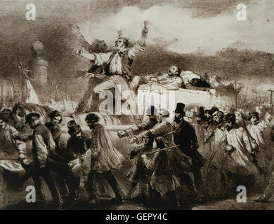 Februar Revolution Frankreich 1848. Trauermarsch. Februar 23,24. Stockfoto