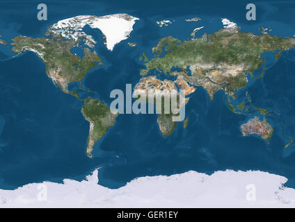 Natürliche Echtfarben-Satellitenbild der Erde. Dieses Bild wurde aus Daten von Landsat-Satelliten erworben erstellt. Stockfoto