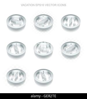 Tourismus-Symbole-Set: verschiedene Ansichten der metallischen Kompass, transparente Schatten, EPS 10 Vektor. Stock Vektor