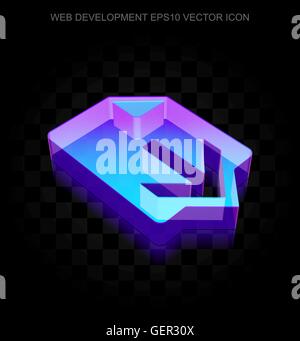 Web-Design-Ikone: 3d Neon leuchtende Download aus Glas, EPS 10 Vektor. Stock Vektor